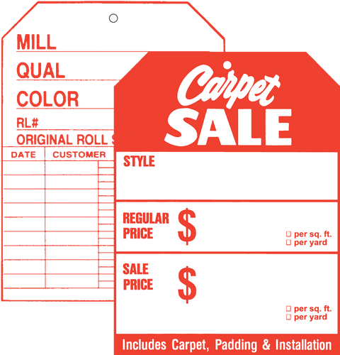 512 Front / 507 Back Carpet Sale Two Sided Tag