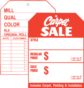 512 Front / 507 Back Carpet Sale Two Sided Tag